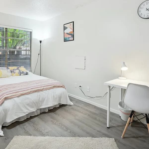 Modern bedroom with workspace